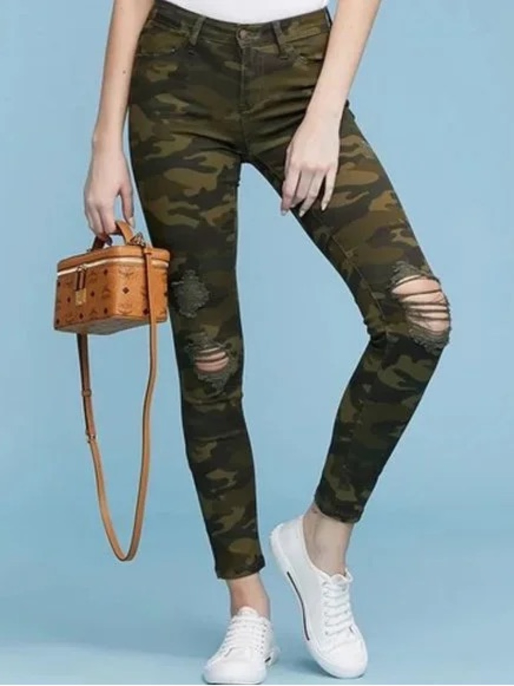 Judy Blue Distressed Camouflage Denim Jeans Skinny Stretch Women’s Size 5 27